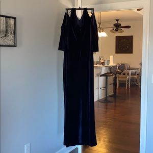 Navy velvet floor length dress